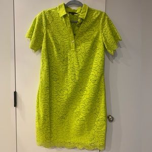 Banana Republic Lime Green Floral Lace Shift Dress Small